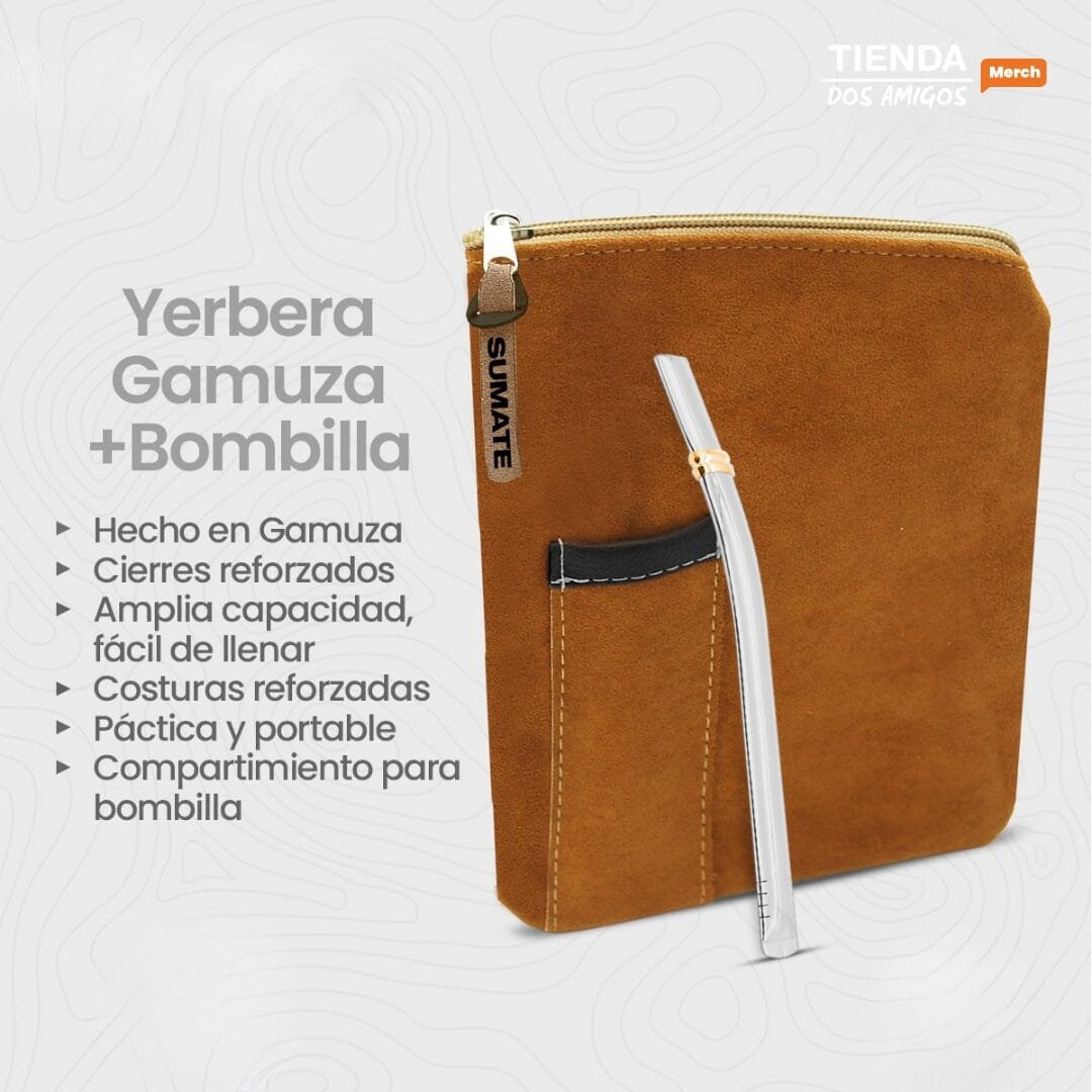 Estuche yerbera gamuza con porta bombilla