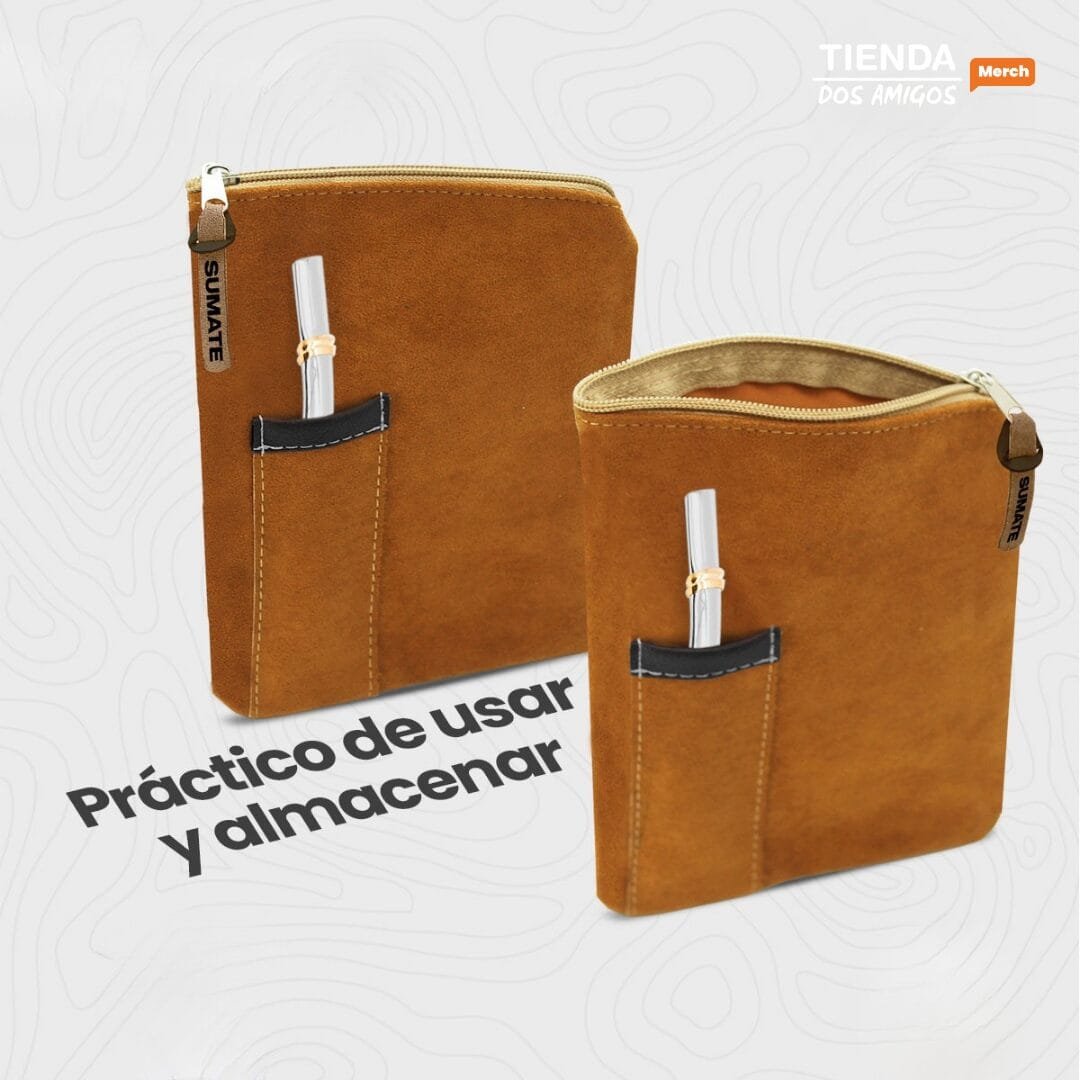 Estuche yerbera gamuza con porta bombilla
