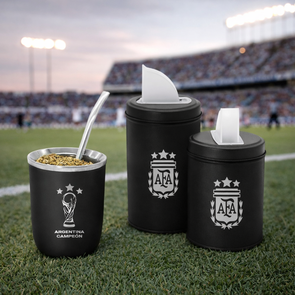 Mate viajero y set latas clubes fútbol