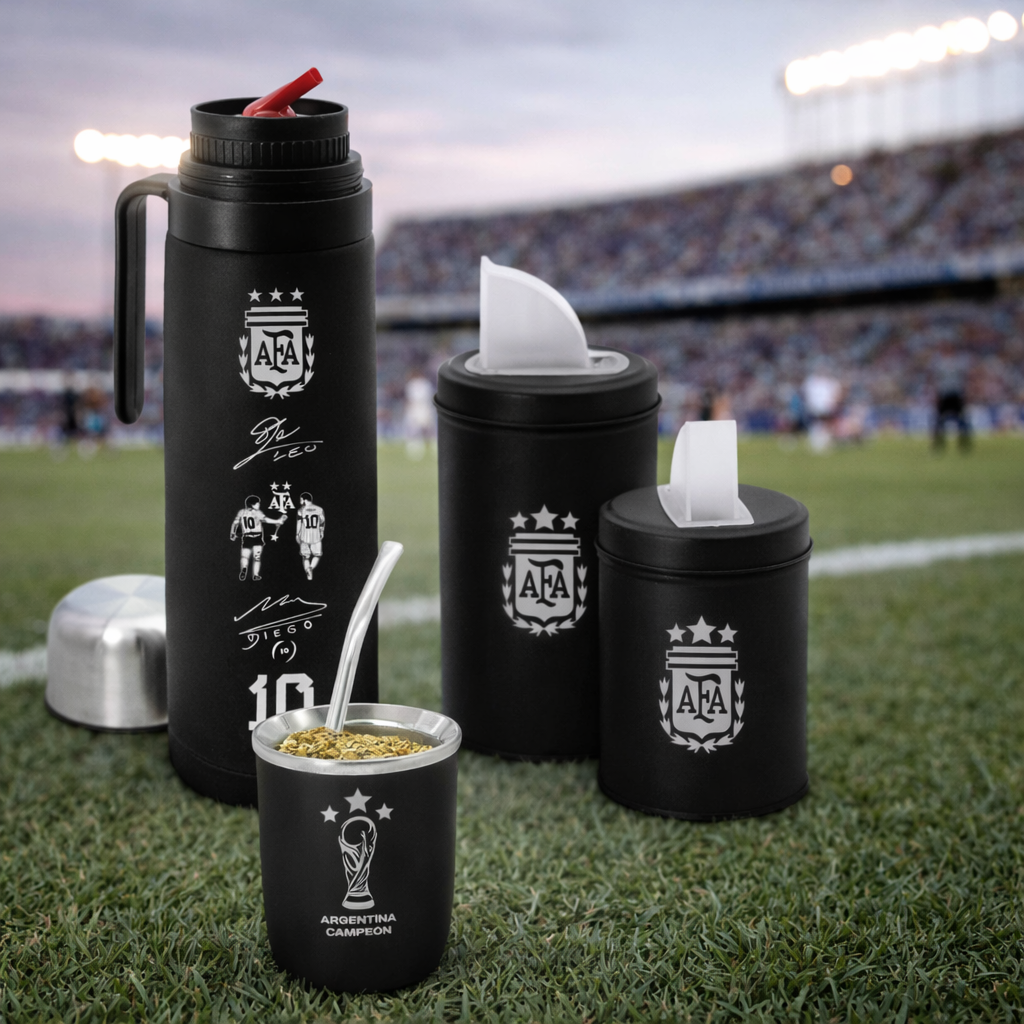 Termo media manija negro y mate viajero clubes fútbol argentina